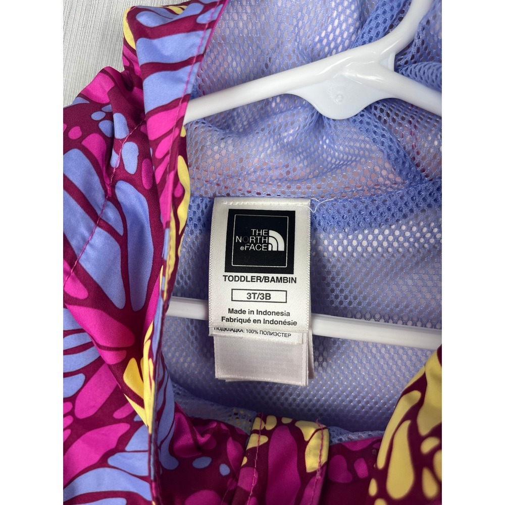 The North Face Rain Jacket Toddler 3T Pink Butterfly HyVent Hooded Windbreaker - Picture 5 of 9